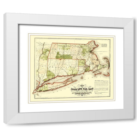 Shoreline Railroad Route - Walling 1860 White Modern Wood Framed Art Print with Double Matting by Walling