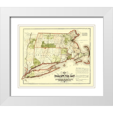 Shoreline Railroad Route - Walling 1860 White Modern Wood Framed Art Print with Double Matting by Walling