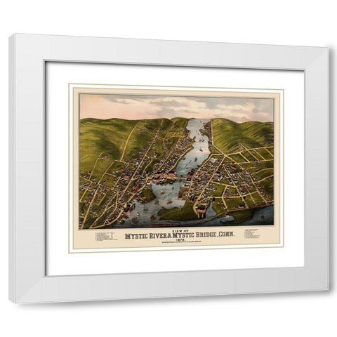 Mystic River Mystic Bridge Connecticut White Modern Wood Framed Art Print with Double Matting by Bailey