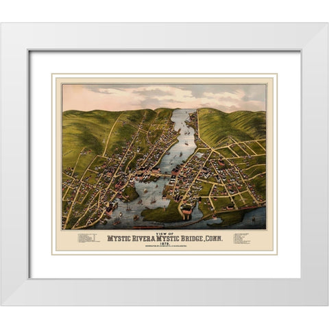 Mystic River Mystic Bridge Connecticut White Modern Wood Framed Art Print with Double Matting by Bailey