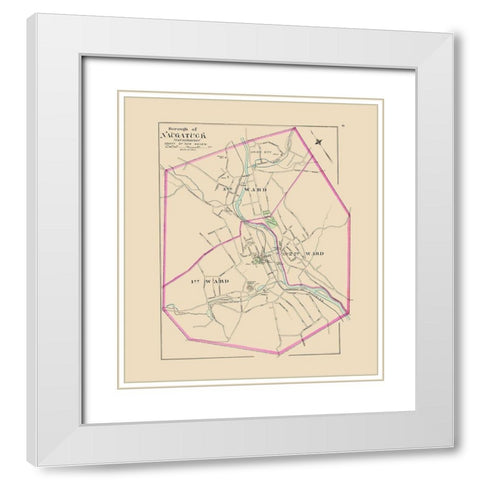 Naugatuck Connecticut - Hurd 1893 White Modern Wood Framed Art Print with Double Matting by Hurd