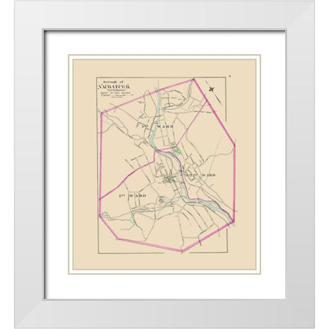 Naugatuck Connecticut - Hurd 1893 White Modern Wood Framed Art Print with Double Matting by Hurd