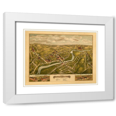 Naugatuck Connecticut - Bailey 1877  White Modern Wood Framed Art Print with Double Matting by Bailey