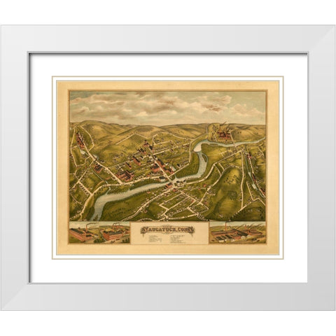 Naugatuck Connecticut - Bailey 1877  White Modern Wood Framed Art Print with Double Matting by Bailey