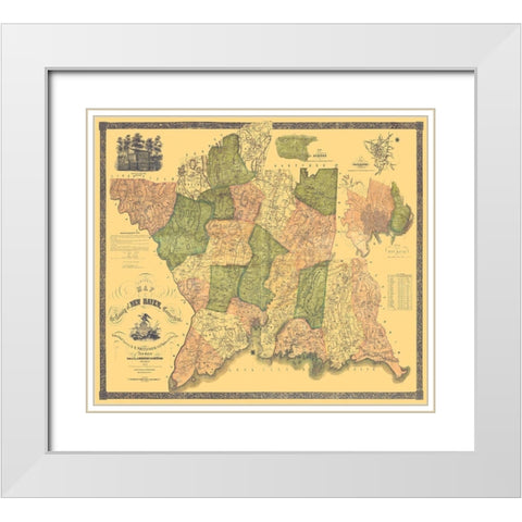 New Haven Connecticut Landowner - Whiteford 1852 White Modern Wood Framed Art Print with Double Matting by Whiteford