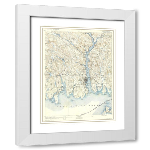 New London Connecticut New York Quad - USGS 1893 White Modern Wood Framed Art Print with Double Matting by USGS