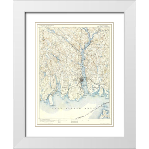 New London Connecticut New York Quad - USGS 1893 White Modern Wood Framed Art Print with Double Matting by USGS