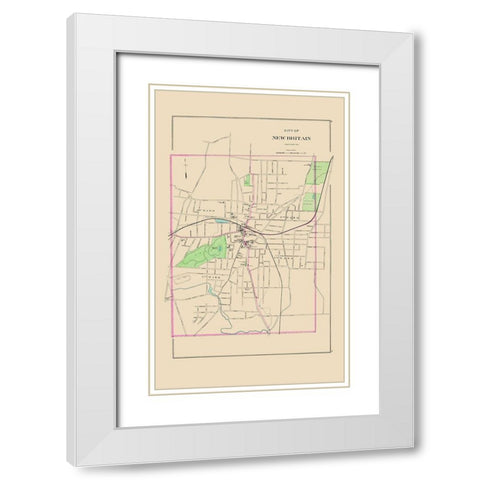 New Britain Connecticut - Hurd 1893 White Modern Wood Framed Art Print with Double Matting by Hurd