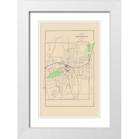 New Britain Connecticut - Hurd 1893 White Modern Wood Framed Art Print with Double Matting by Hurd