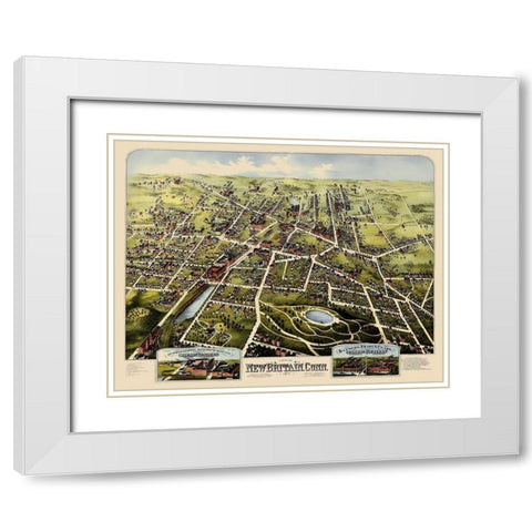 New Britain Connecticut - Bailey 1875 White Modern Wood Framed Art Print with Double Matting by Bailey