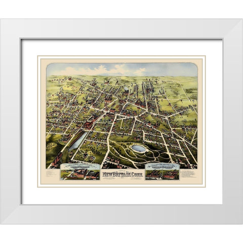New Britain Connecticut - Bailey 1875 White Modern Wood Framed Art Print with Double Matting by Bailey