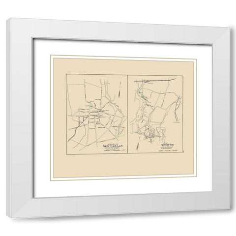New Canaan, Rowayton Connecticut - Hurd 1893 White Modern Wood Framed Art Print with Double Matting by Hurd