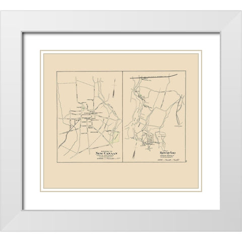 New Canaan, Rowayton Connecticut - Hurd 1893 White Modern Wood Framed Art Print with Double Matting by Hurd