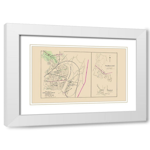 East New Haven Connecticut - Hurd 1893 White Modern Wood Framed Art Print with Double Matting by Hurd