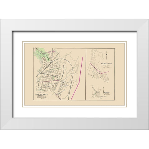 East New Haven Connecticut - Hurd 1893 White Modern Wood Framed Art Print with Double Matting by Hurd