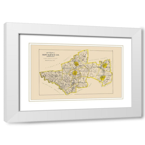 New Haven  North Connecticut - Hurd 1893 White Modern Wood Framed Art Print with Double Matting by Hurd