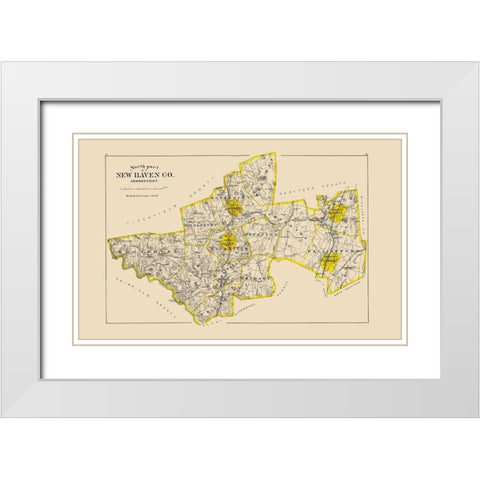 New Haven  North Connecticut - Hurd 1893 White Modern Wood Framed Art Print with Double Matting by Hurd