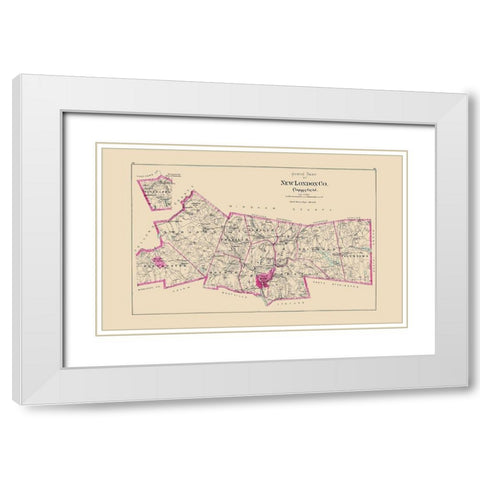 New London  North Connecticut - Hurd 1893 White Modern Wood Framed Art Print with Double Matting by Hurd