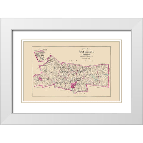 New London  North Connecticut - Hurd 1893 White Modern Wood Framed Art Print with Double Matting by Hurd