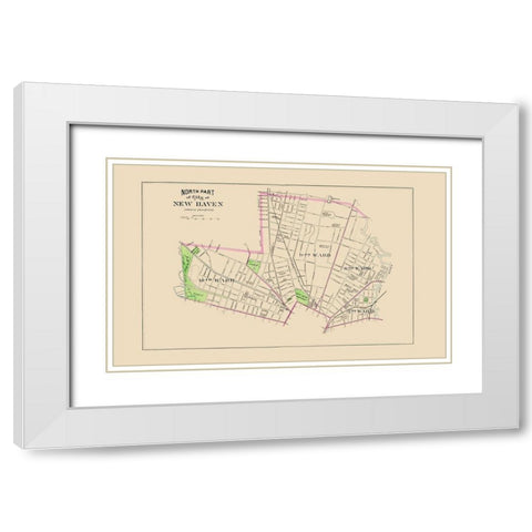 New Haven, North Connecticut North Part - Hurd White Modern Wood Framed Art Print with Double Matting by Hurd