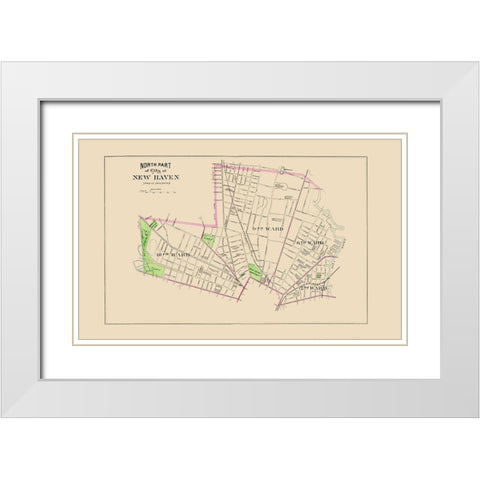 New Haven, North Connecticut North Part - Hurd White Modern Wood Framed Art Print with Double Matting by Hurd