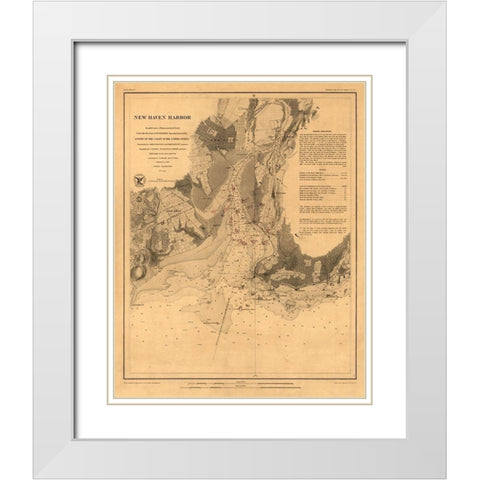 New Haven Connecticut - Hassler 1860  White Modern Wood Framed Art Print with Double Matting by Hassler