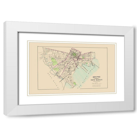New Haven, South Connecticut South Part - Hurd White Modern Wood Framed Art Print with Double Matting by Hurd
