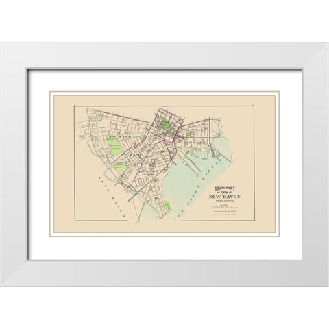New Haven, South Connecticut South Part - Hurd White Modern Wood Framed Art Print with Double Matting by Hurd