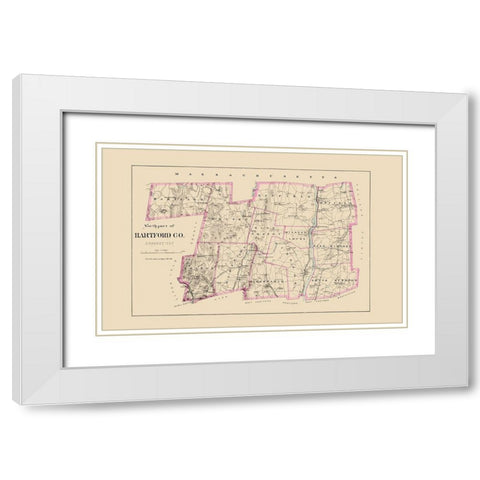 Hartford  North Connecticut - Hurd 1893 White Modern Wood Framed Art Print with Double Matting by Hurd