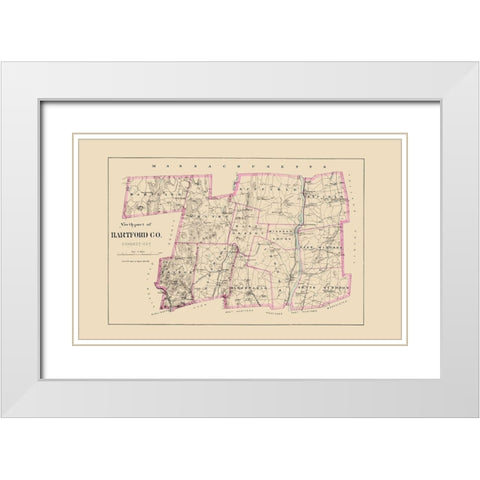 Hartford  North Connecticut - Hurd 1893 White Modern Wood Framed Art Print with Double Matting by Hurd