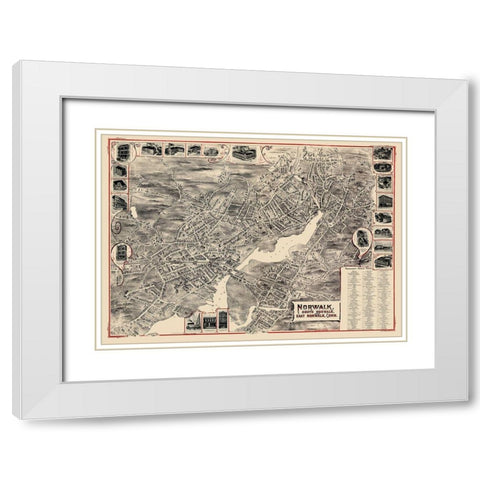 Norwalk Connecticut - Bailey 1899 White Modern Wood Framed Art Print with Double Matting by Bailey