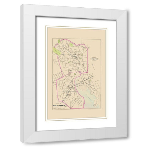 Norwalk, South Norwalk Connecticut - Hurd 1893 White Modern Wood Framed Art Print with Double Matting by Hurd