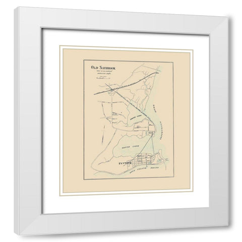Old Saybrook Connecticut - Hurd 1893 White Modern Wood Framed Art Print with Double Matting by Hurd