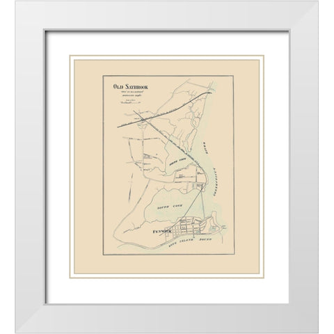 Old Saybrook Connecticut - Hurd 1893 White Modern Wood Framed Art Print with Double Matting by Hurd