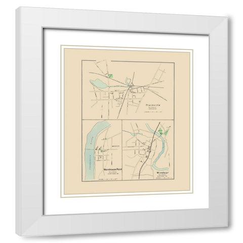 Plainville, Warehouse Point, Windsor Connecticut White Modern Wood Framed Art Print with Double Matting by Hurd