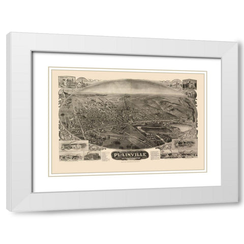 Plainville Connecticut - Bailey 1907  White Modern Wood Framed Art Print with Double Matting by Bailey
