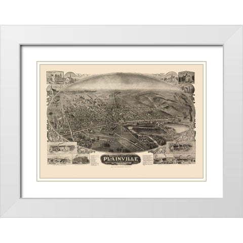 Plainville Connecticut - Bailey 1907  White Modern Wood Framed Art Print with Double Matting by Bailey
