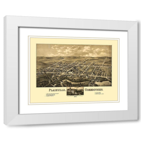 Plainville Connecticut - Bailey 1878  White Modern Wood Framed Art Print with Double Matting by Bailey