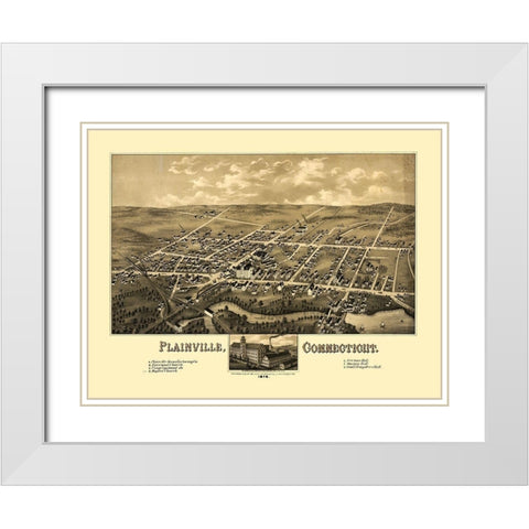 Plainville Connecticut - Bailey 1878  White Modern Wood Framed Art Print with Double Matting by Bailey