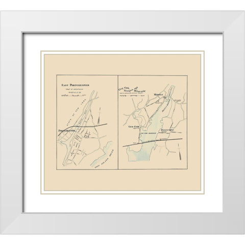 East Portchester Connecticut - Hurd 1893 White Modern Wood Framed Art Print with Double Matting by Hurd