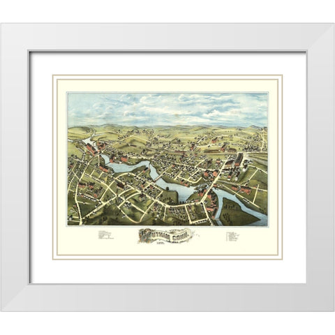 Putnam Connecticut - Bailey 1877  White Modern Wood Framed Art Print with Double Matting by Bailey