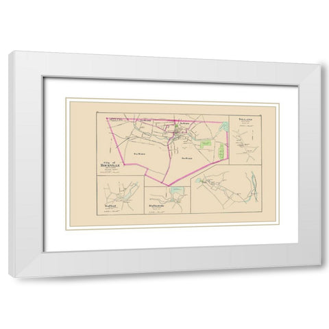 Rockville Connecticut - Hurd 1893 White Modern Wood Framed Art Print with Double Matting by Hurd