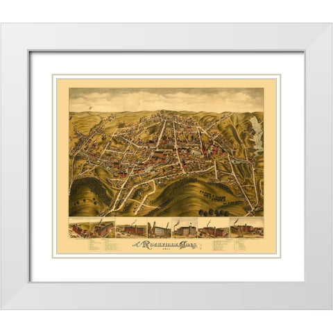 Rockville Connecticut - Bailey 1877  White Modern Wood Framed Art Print with Double Matting by Bailey