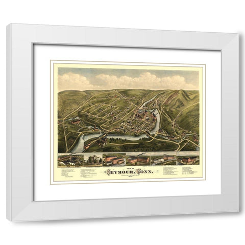 Seymour Connecticut - Bailey 1879  White Modern Wood Framed Art Print with Double Matting by Bailey