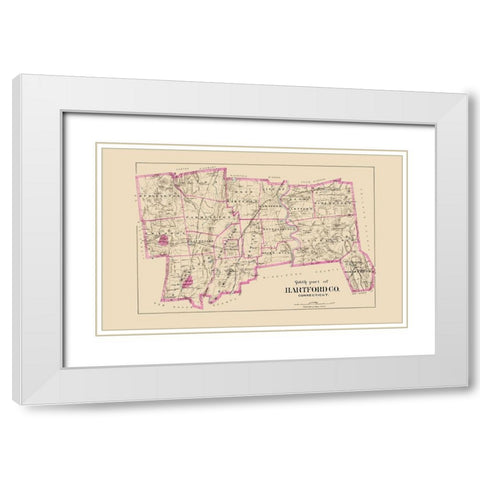 Hartford  South Connecticut - Hurd 1893 White Modern Wood Framed Art Print with Double Matting by Hurd