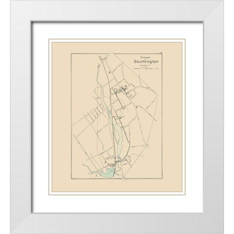 Southington Connecticut - Hurd 1893 White Modern Wood Framed Art Print with Double Matting by Hurd