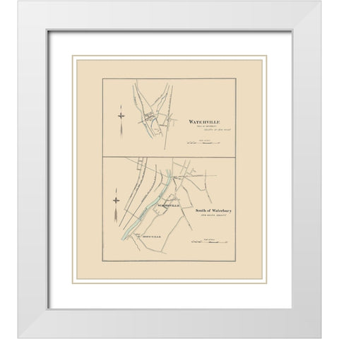 South of Waterbury Connecticut - Hurd 1893 White Modern Wood Framed Art Print with Double Matting by Hurd