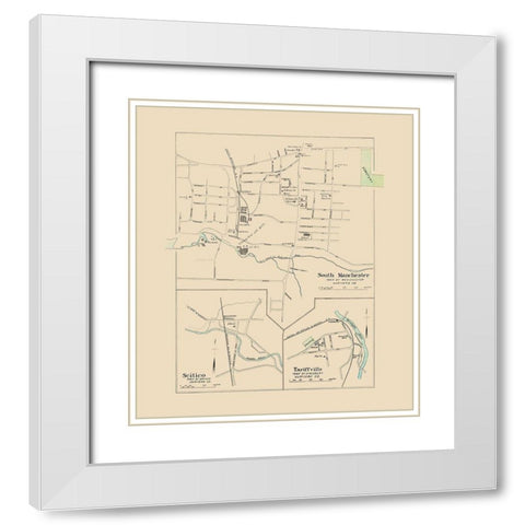 Manchester, South Connecticut - Hurd 1893 White Modern Wood Framed Art Print with Double Matting by Hurd