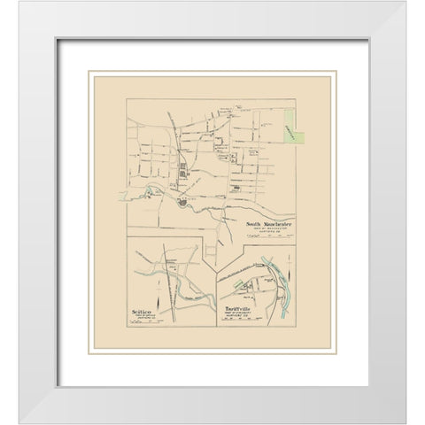 Manchester, South Connecticut - Hurd 1893 White Modern Wood Framed Art Print with Double Matting by Hurd