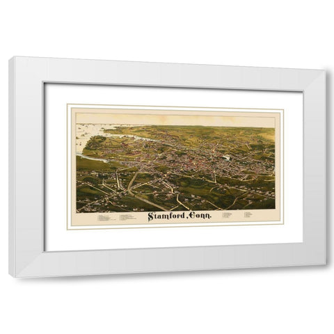 Stamford Connecticut - Burleigh 1883 White Modern Wood Framed Art Print with Double Matting by Burleigh